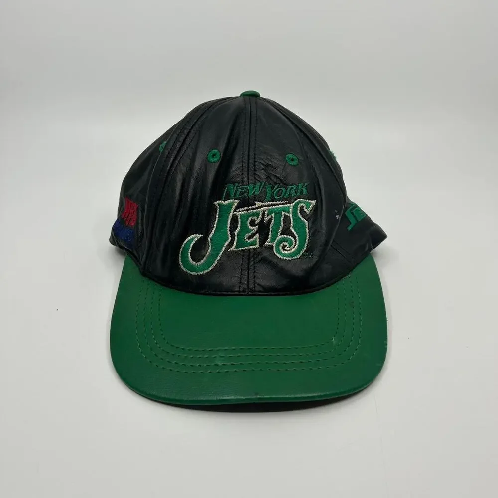 VTG New York Jets leather snapback hat